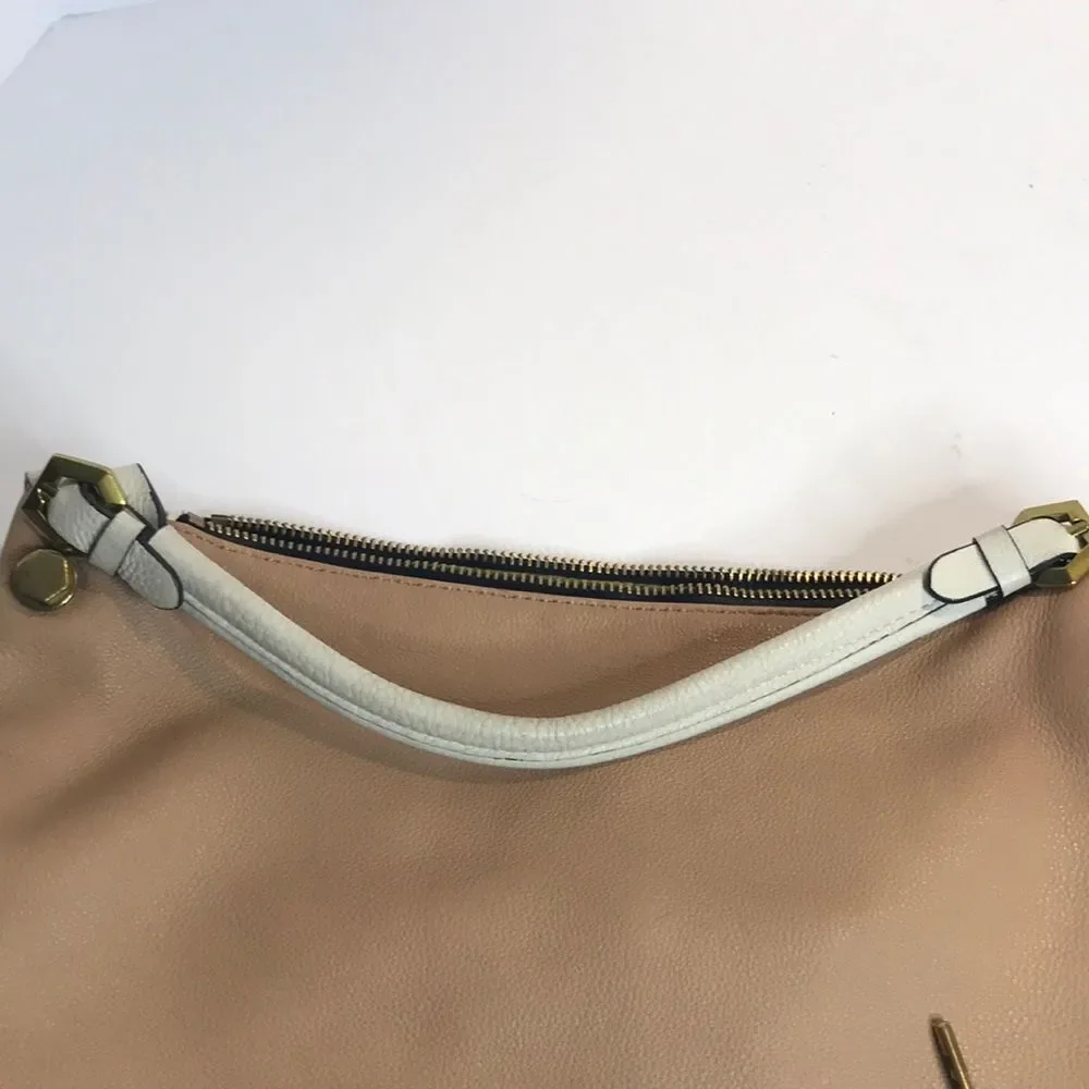 Dr Yany Brown Leather Color Block Shoulder Bag